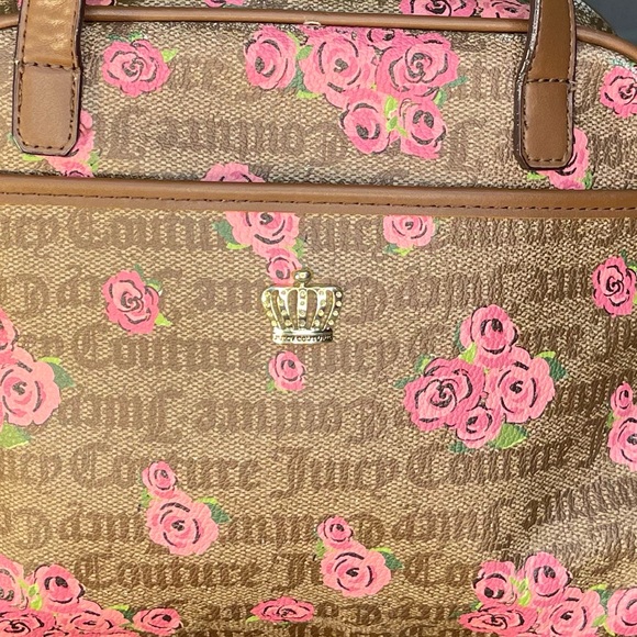 Vintage Y2K Juicy Couture Rose Print Petal Status If The Crown Fits Bowler Bag - Picture 2 of 10